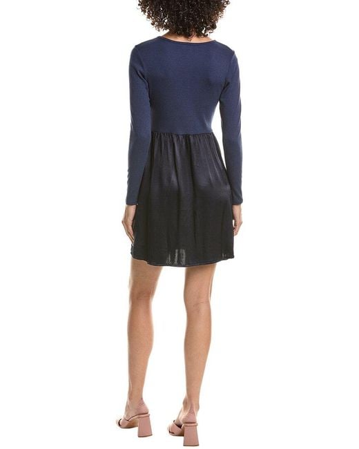 Michael Stars Blue Sutton Mixed Media Midi Dress