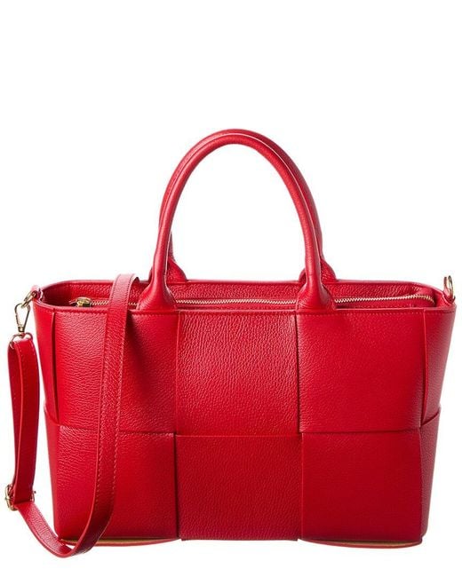 Isabella Rossetti Red Isabel Hand-Woven Leather Tote