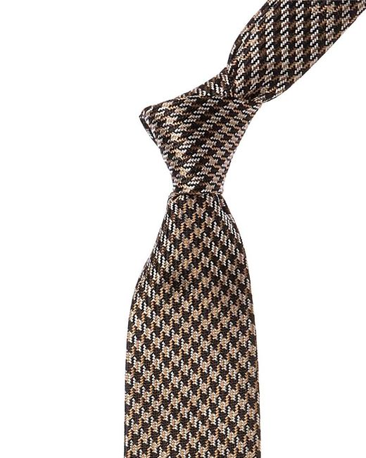 Boss Natural Medium Beige Allover Pattern Silk Tie for men