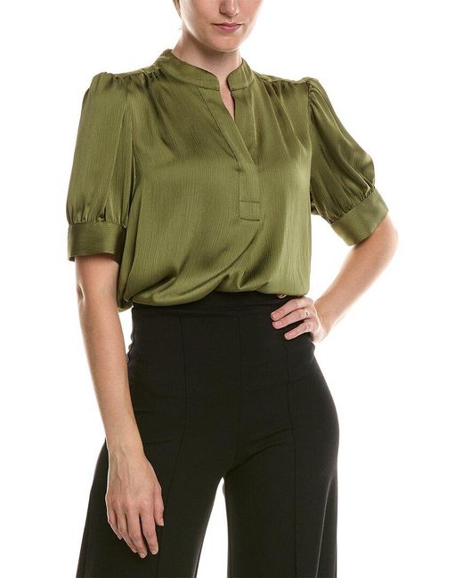 Anne Klein Green Y Neck Top