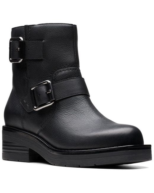 Clarks Black Rebelle Buckle Leather Boot