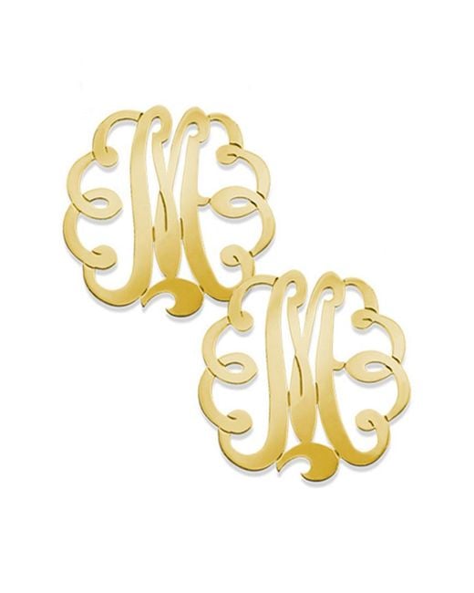 Jane Basch Metallic 22k Over Silver Swirly Script Initial Studs(a-z)