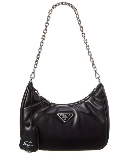 Prada Black Re-Edition 2005 Padded Leather Shoulder Bag