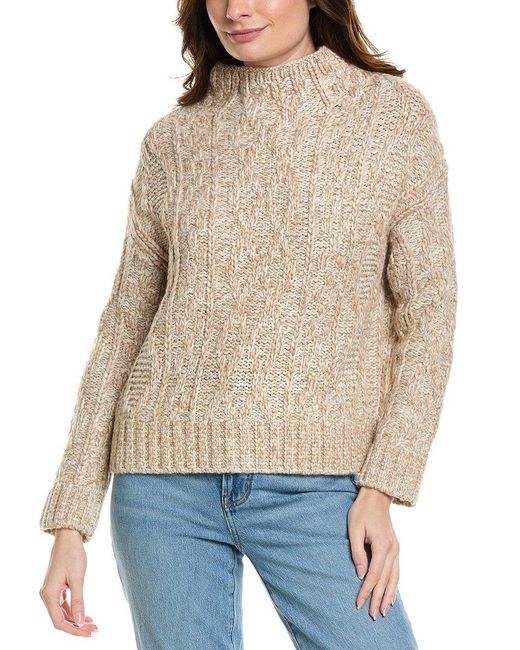 Vince Natural Textured Cable Funnel Wool-Blend Sweater