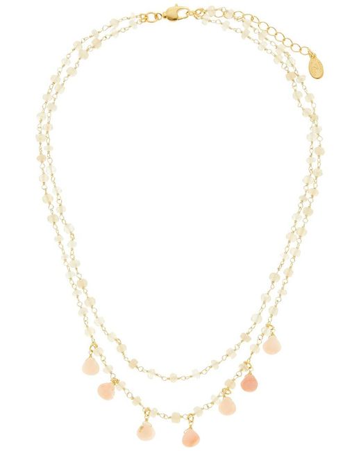 Rachel Reinhardt Jewelry Metallic Vermeil Opal & Chalcedony Dangle Necklace