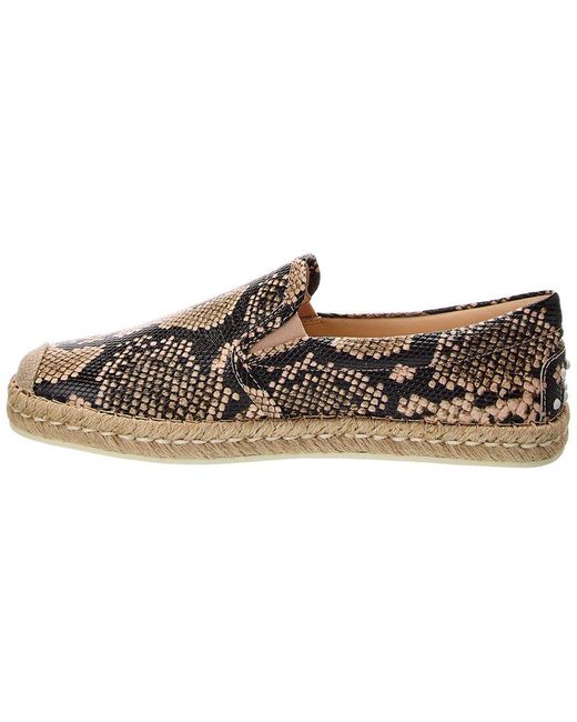 Tod's Brown Snake-Embossed Leather Espadrille