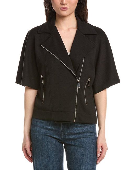 Joseph Ribkoff Black Short Sleeve Zipper Jacket