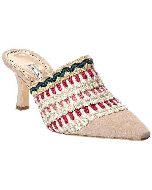Manolo Blahnik Pink Alo 70 Suede Mule