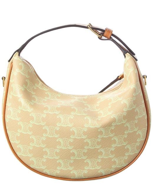 Céline Natural Lulu Teen Canvas & Leather Hobo Bag