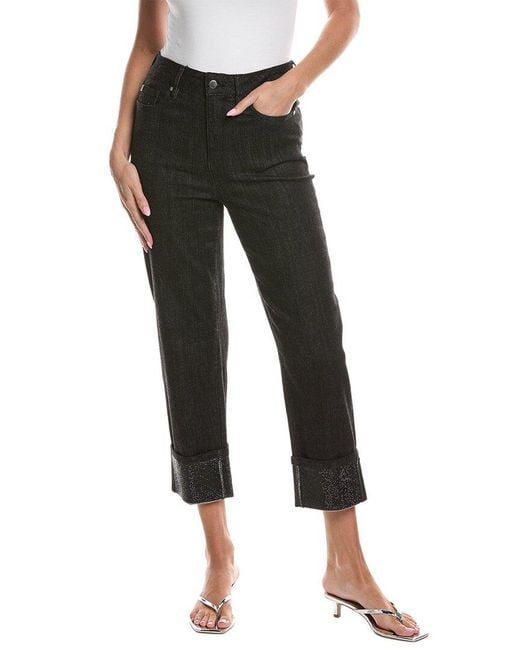 Karl Lagerfeld Black Crystal Cuff Denim Pant