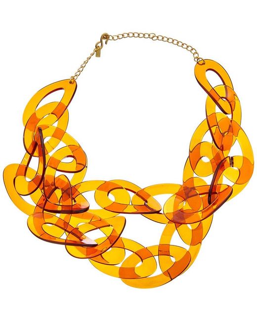 Kenneth Jay Lane Orange Plated Link Necklace