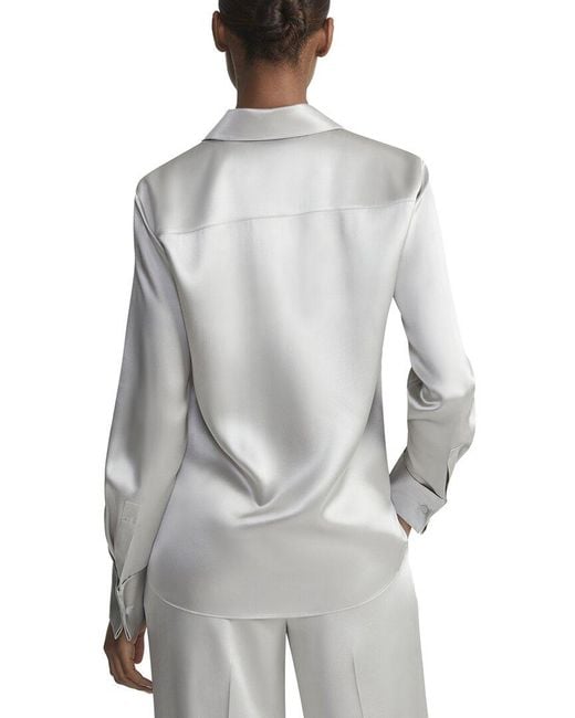 Lafayette 148 New York Gray French Cuffed Blouse