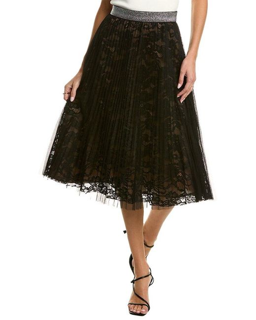 Gracia Black Pleated Lace Skirt