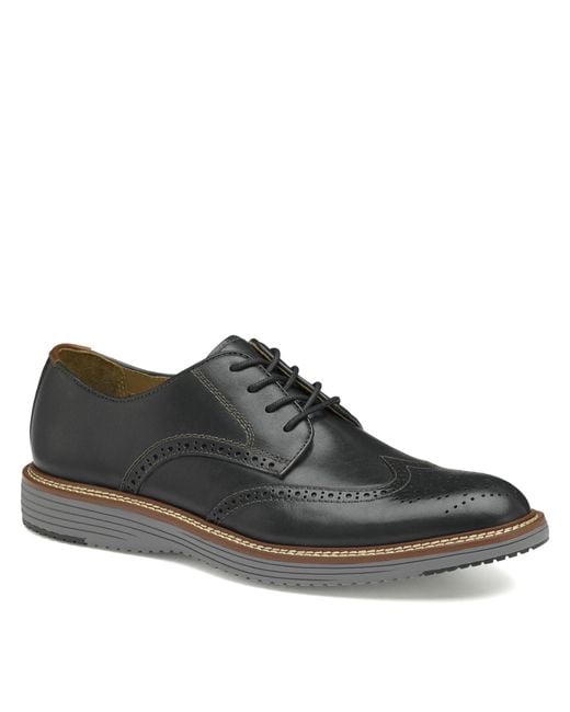 Johnston & Murphy Black Upton Wingtip Leather Oxford for men