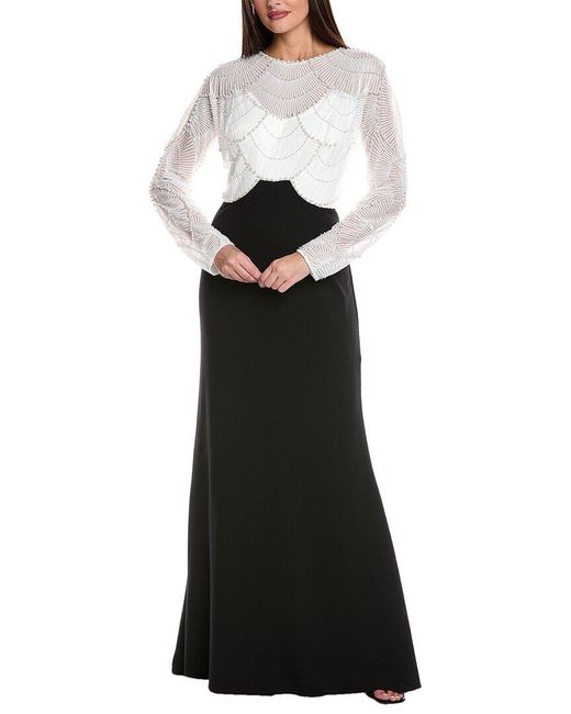 Tadashi Shoji White Embellished Gown