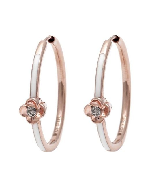 Diamond Select Cuts Metallic Steel 0.02 Ct. Tw. Diamond Flower Earrings