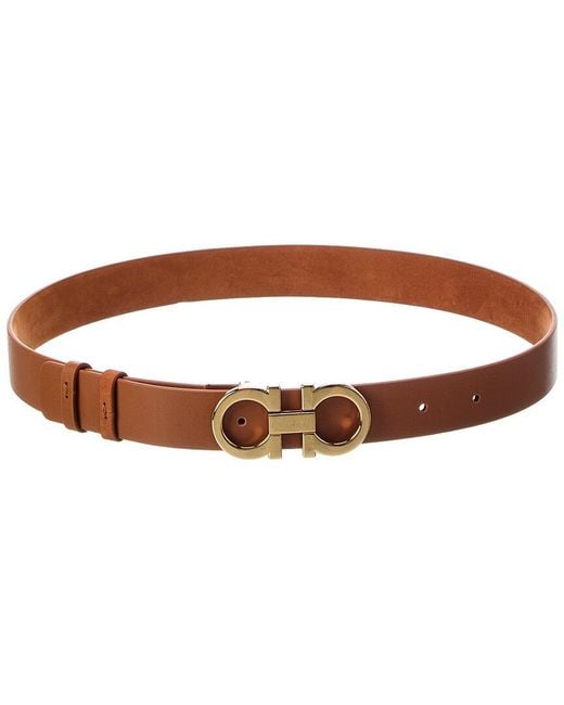 Ferragamo Brown Gancini Adjustable Leather Belt
