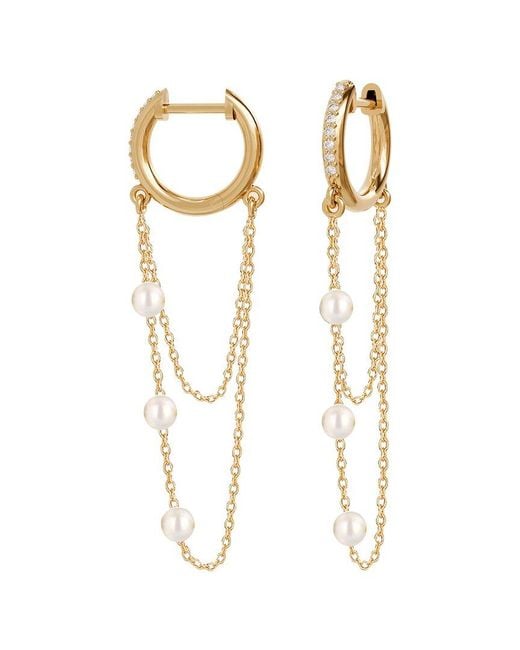 Gabi Rielle White 14K Over Pearl Cz Huggie Hoops