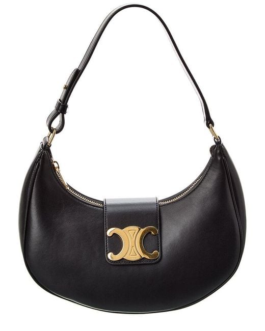 Céline Black Ava Triomphe Medium Leather Shoulder Bag