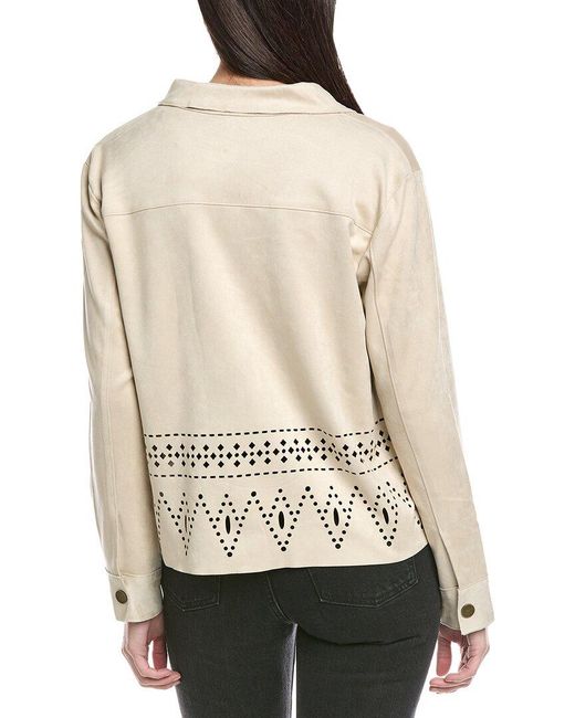 Vince Camuto Natural Collar Eyelet Hem Top