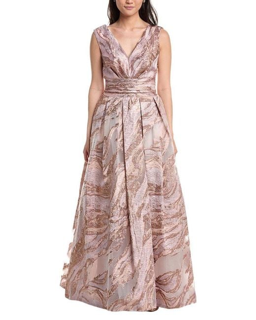 Tadashi Shoji Pink Fontaine Gilded Ball Gown