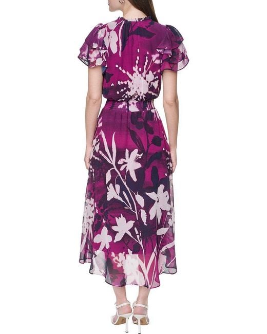 DKNY Purple Fit & Flare Midi Dress
