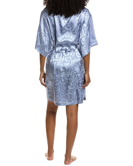 Scroll Robe Natori Scroll Satin Jacquard Robe in Blue | Lyst UK