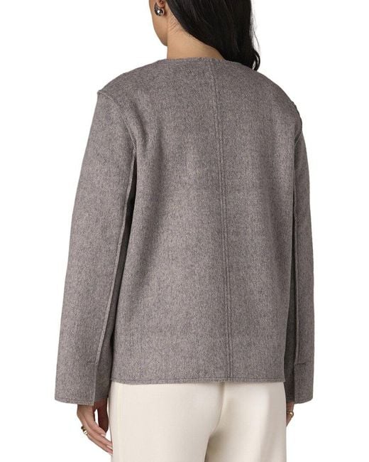Wit & Wisdom Gray Shoulder Dot Wool-Blend Coat