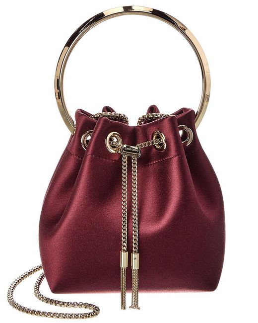 Jimmy Choo Red Bon Bon Satin Bucket Bag