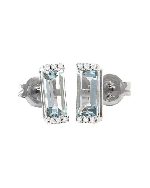 Gemstones Metallic Bar 14K 1.36 Ct. Tw. Diamond & Topaz Earrings