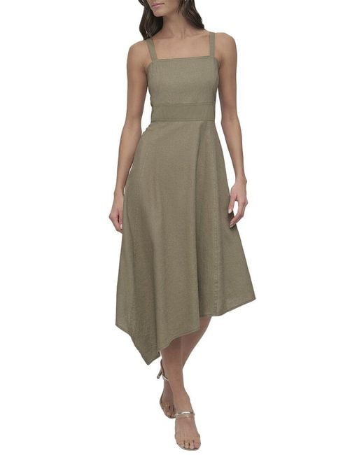 DKNY Green Linen-Blend Dress