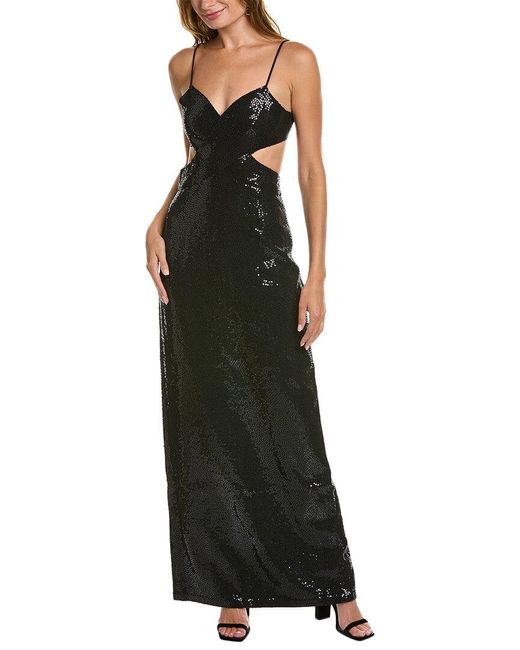 Michael Kors Black Sequin-embellished Crossover Cutout Column Gown