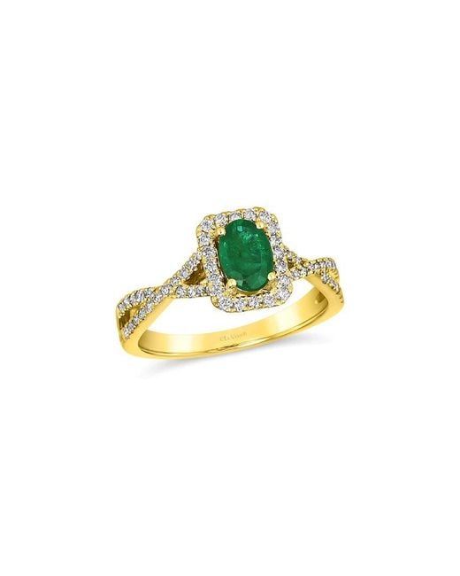 Le Vian Green 14K 0.87 Ct. Tw. Diamond & Emerald Cocktail Ring