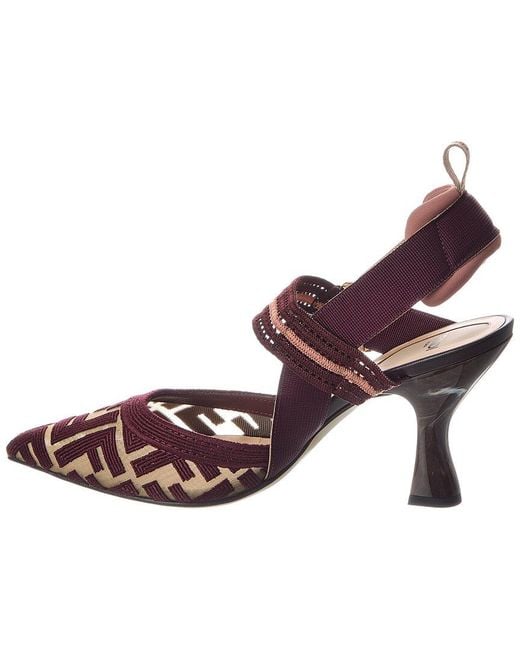Fendi Brown Colibri Ff Mesh Slingback Pump