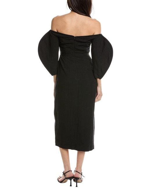 Mara Hoffman Black Leonara Linen-blend Midi Dress