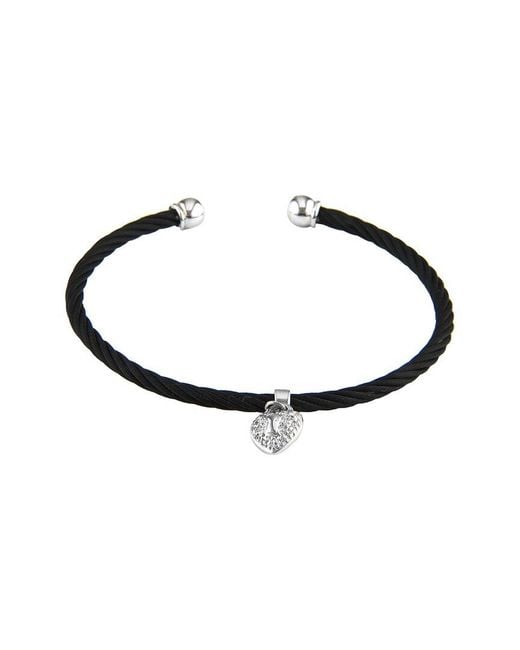 Diamond Select Cuts White Heart 14K & Stainless Steel 0.06 Ct. Tw. Diamond Bangle Bracelet