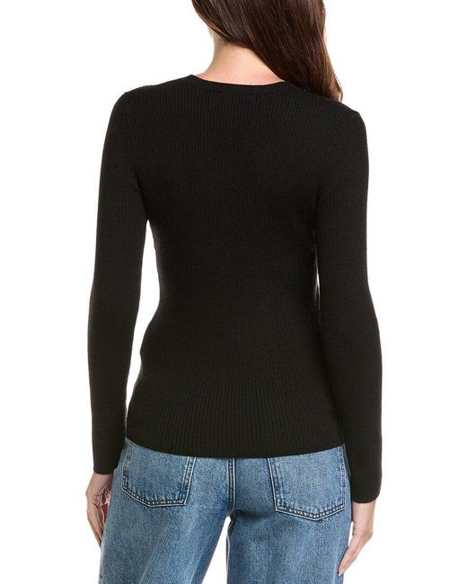 Rag & Bone Black Annalise Rib Wool-Blend Sweater