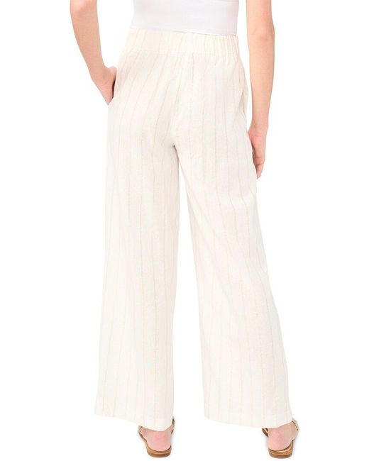 Vince Camuto White Pleat Front Linen-Blend Pant