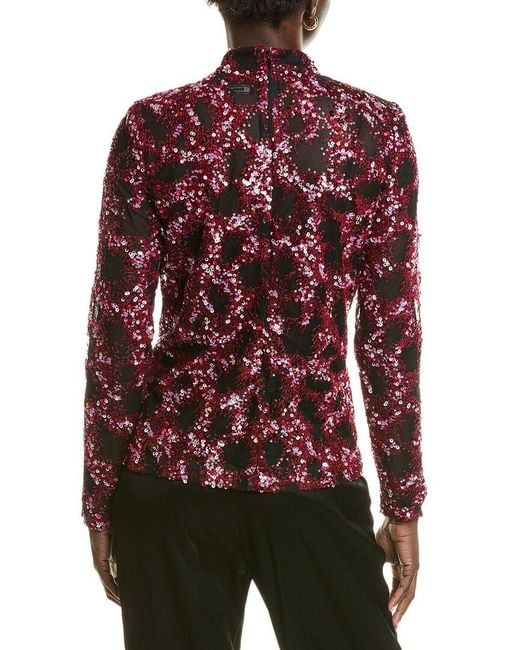 BCBGMAXAZRIA Red Sequin Turtleneck Pullover
