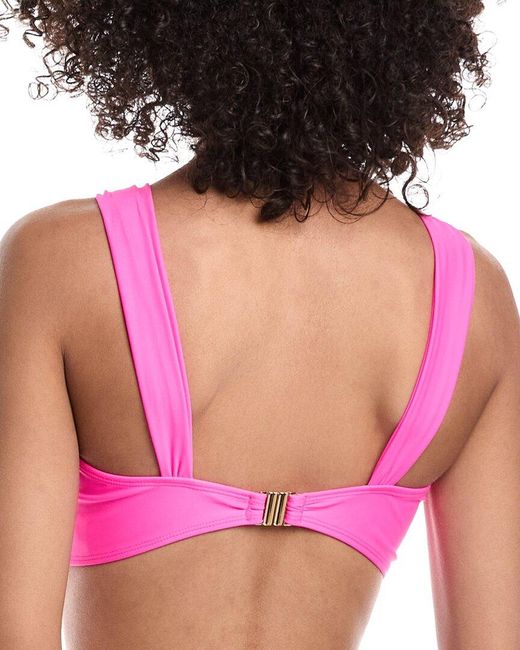 MILLY Pink Olivia Solid Draped Bandeau Bikini Top