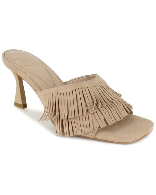 Kenneth Cole White Darby Fringe Slip On Dress Sandals