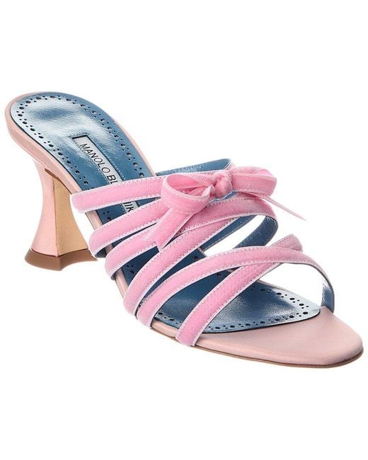 Manolo Blahnik Blue Clementel 80 Velvet Sandal