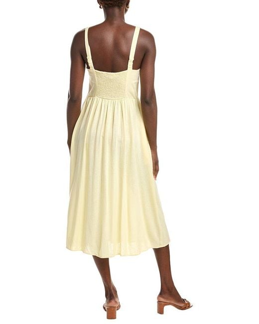 Ellen Tracy Natural Linen-Blend Midi Dress