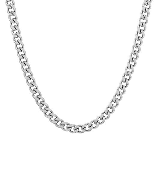 Adornia Metallic Rhodium Plated Cuban Chain Necklace for men