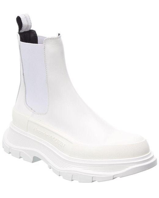 McQueen White Tread Slick Leather Boot