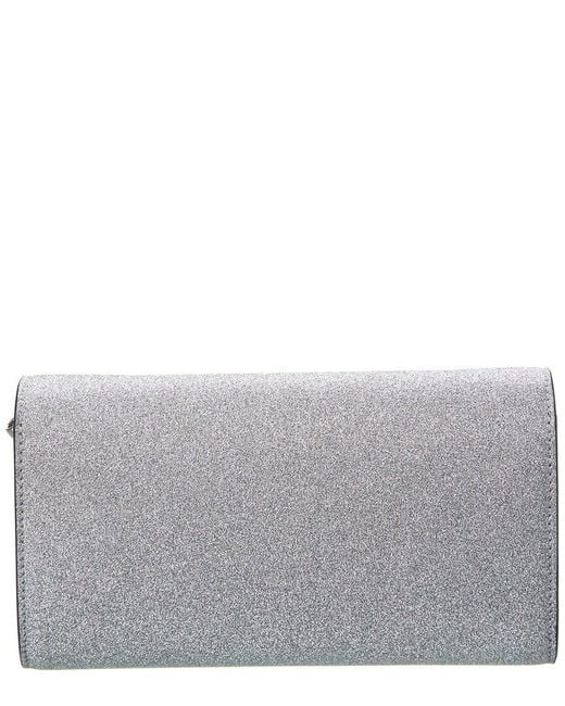 Christian Louboutin Gray Loubi54 Glitter Leather Wallet On Chain