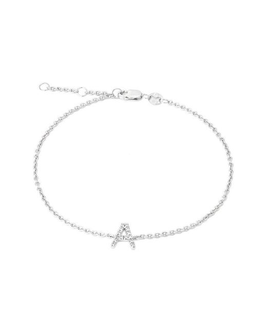 Jane Basch White Silver 0.05 Ct. Tw. Diamond Initial Bracelet
