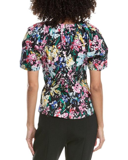 3.1 Phillip Lim Black Flowerworks Bloom Sleeve Scoop Neck Top