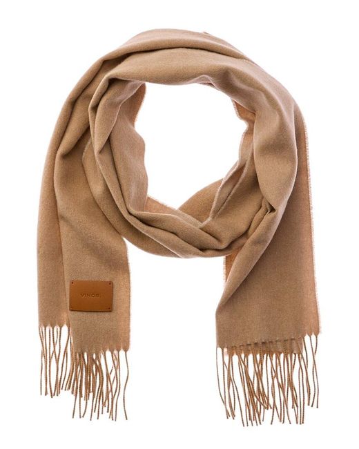 Vince Natural Double-Face Solid Long Leather-Trim Wool & Cashmere-Blend Scarf