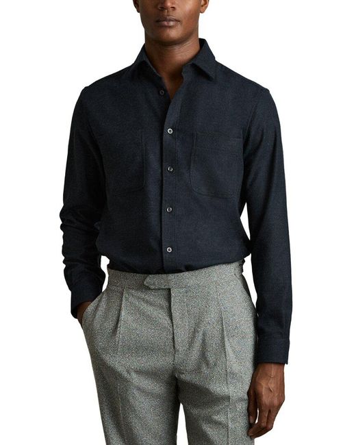 Reiss Blue Crawford Button Through Casual Shirt for men
